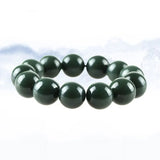 Hetian Qingyu Bead Chain Jade Bracelet Fine Jewelry Lucky Safety Amulet