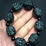 Hetian Qingyu Buddha Head Beads Jade Bracelet