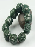Hetian Qingyu Buddha Head Beads Jade Bracelet Lucky Safety Auspicious Amulet