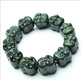 Hetian Qingyu Buddha Head Beads Jade Bracelet Lucky Safety Auspicious Amulet