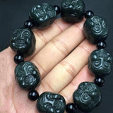 Hetian Qingyu Buddha Head Beads Jade Bracelet