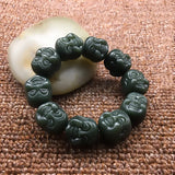 Hetian Qingyu Buddha Head Beads Jade Bracelet Lucky Safety Auspicious Amulet