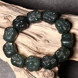 Hetian Qingyu Buddha Head Beads Jade Bracelet Lucky Safety Auspicious Amulet