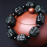 Hetian Qingyu Buddha Head Jade Bracelet Fine Jewelry Lucky Safety