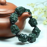 Hetian Qingyu Buddha Head Beads Jade Bracelet