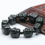 Hetian Qingyu Buddha Head Beads Jade Bracelet