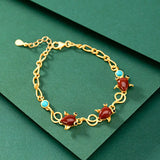 Hetian South Red Goldfish Turquoise Silver Bracelet