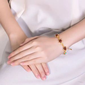 Hetian South Red Goldfish Turquoise Silver Bracelet