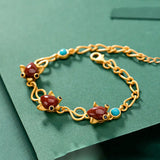 Hetian South Red Goldfish Turquoise Silver Bracelet