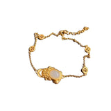 Natural Hetian Chalcedony Golden frog Ingot Bracelet Chinese Style Retro Classic