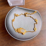 Natural Hetian Chalcedony Golden frog Ingot Bracelet Chinese Style Retro Classic