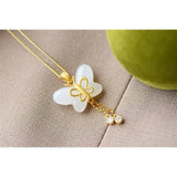 Chinese Style Hetian Jade Butterfly Tassel Pendant Necklace