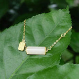 Hetian Jade Geometric Tag Pendant Bracelet Silver Jewelry