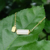 Hetian Jade Geometric Tag Pendant Bracelet Silver Jewelry