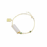 Hetian Jade Geometric Tag Pendant Bracelet Silver Jewelry
