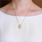 Natural Hetian Jade Golden Branch Jade Rabbit Pendant Necklace Chinese Retro