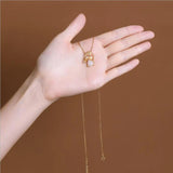 Natural Hetian Jade Golden Branch Jade Rabbit Pendant Necklace Chinese Retro