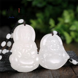 Natural Hetian Jade Guanyin Pendant Amulets Charms Jewelry Couples Gift