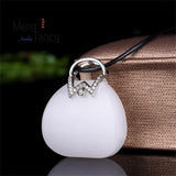 Natural Hetian Jade Handbag Blessing Pendant Charms Retro Men Women Couple