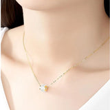 Natural Hetian Jade Lucky Beads Set With 24K Ladies Clavicle Necklace