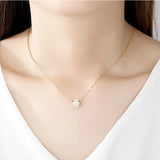 Natural Hetian Jade Lucky Beads Set With 24K Ladies Clavicle Necklace