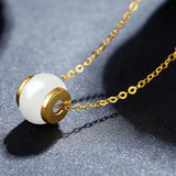 Natural Hetian Jade Lucky Beads Set With 24K Ladies Clavicle Necklace