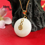 Hetian Jade Peace Buckle 8-char Necklace Versatile Charm Jewelry