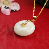 Hetian Jade Peace Buckle 8-char Necklace Versatile Charm Jewelry