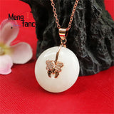 Hetian Jade Peace Buckle Butterfly Necklace Charm Jewelry Gift