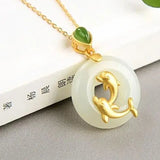 Natural Hetian Jade Pisces Pendant Necklace S925 Sterling Silver