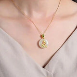 Natural Hetian Jade Pisces Pendant Necklace S925 Sterling Silver
