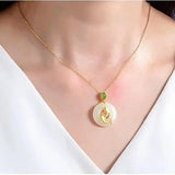 Natural Hetian Jade Pisces Pendant Necklace S925 Sterling Silver