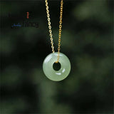 Natural Hetian Jade Safety Buckle Clavicle Chain Women's Accessories