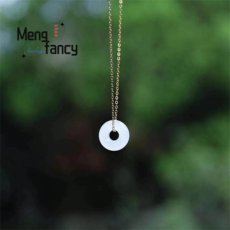 Natural Hetian Jade Safety Buckle Clavicle Chain Women's Accessories