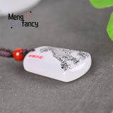 Natural Hetian Jade Tiger Pendant Charms Jewelry Women Men Engraver Amulet