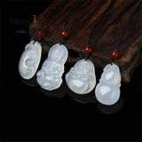 Natural Hetian Jade Wishful Gourd Buddha Pendant