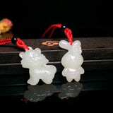 Hetian Jade Zodiac Pendant Necklace Chinese Carved Charm Jewelry