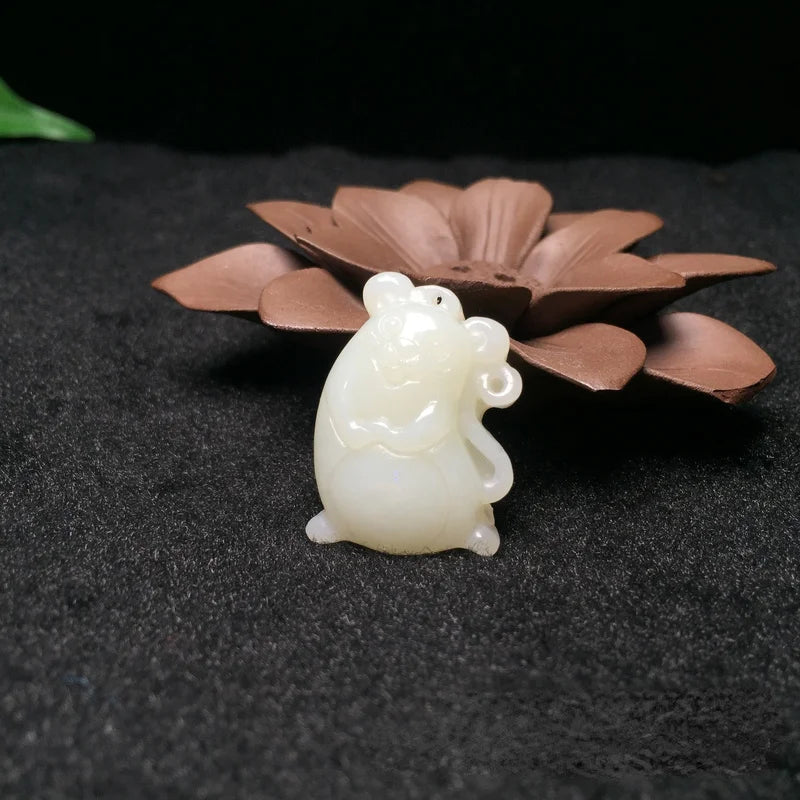 Hetian Jade Zodiac Pendant Necklace Chinese Carved Charm Jewelry