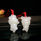 Hetian Jade Zodiac Pendant Necklace Chinese Carved Charm Jewelry
