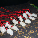 Hetian Jade Zodiac Pendant Necklace Chinese Carved Charm Jewelry