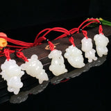 Hetian Jade Zodiac Pendant Necklace Chinese Carved Charm Jewelry