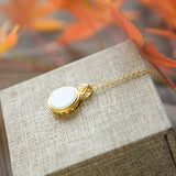 Hetian Jade Mirror Pendant S925 Sterling Silver Vintage Jade Necklace