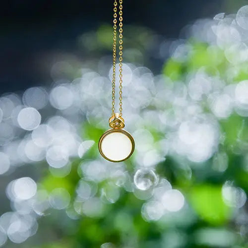 Hetian Jade Mirror Pendant S925 Sterling Silver Vintage Jade Necklace