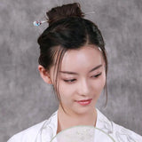 Hetian Magnolia Flower Hairpin Thai Silver Retro Charm Lady Silver Jewelry