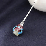 Hetian Magnolia Flower Hairpin Thai Silver Retro Culture Charm Lady Jewelry