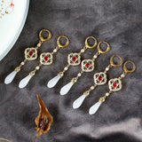 Hetian Magnolia Flower Diamond Earrings Retro Charm Women's Jewelry
