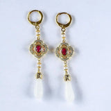 Hetian Magnolia Flower Diamond Earrings Retro Charm Women's Jewelry