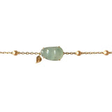 Hetian Chalcedony Gourd Ice Round Bead Bracelet Chinese Retro Silver Jewelry