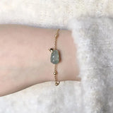 Hetian Chalcedony Gourd Ice Round Bead Bracelet Chinese Retro Silver Jewelry