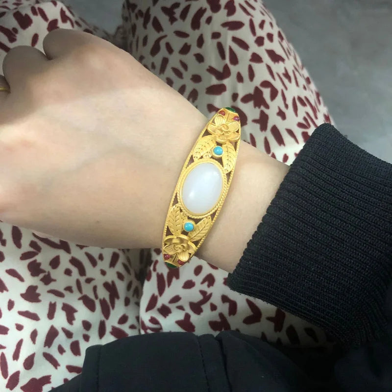 Hetian Jade Bracelet Ancient Craft Bangle Wedding Jewelry